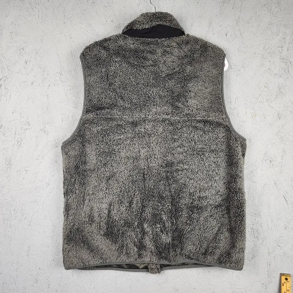 LL Bean Vest Mens Large Gray Fleece Sherpa Full Zip Outdoor Pockets Hiking Logo